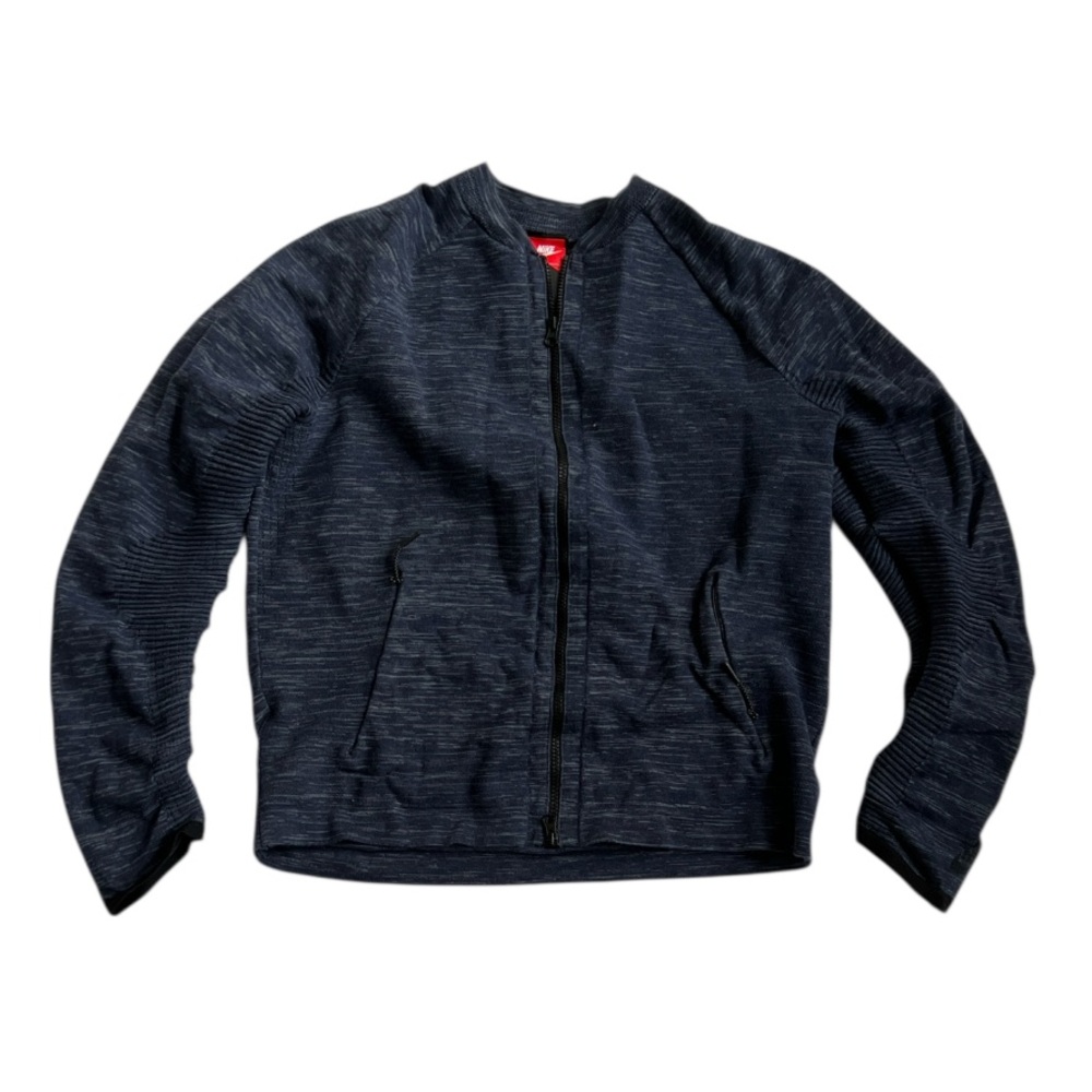 Nike Tech Knit Jacket Navy Blue Grey Heather Lightweight Zip Up Down M